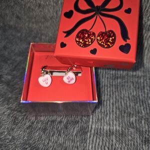 Betsey Johnson  Heart Earrings with Gift Box